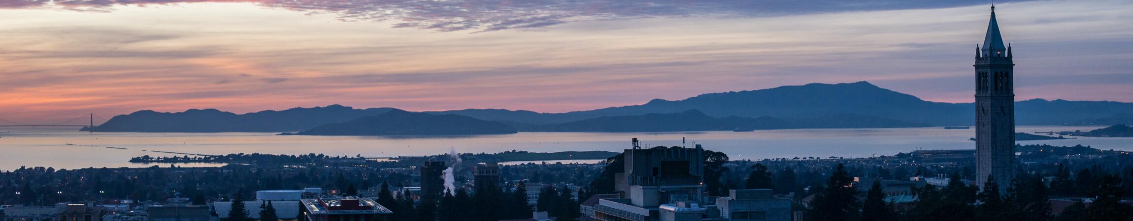 Berkeley at dusk over looking the bay